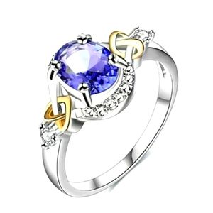 New Amethyst Two Tone Eternity Knot Silver Ring.